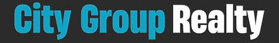 City Group Realty logo with blue and white text on a black background